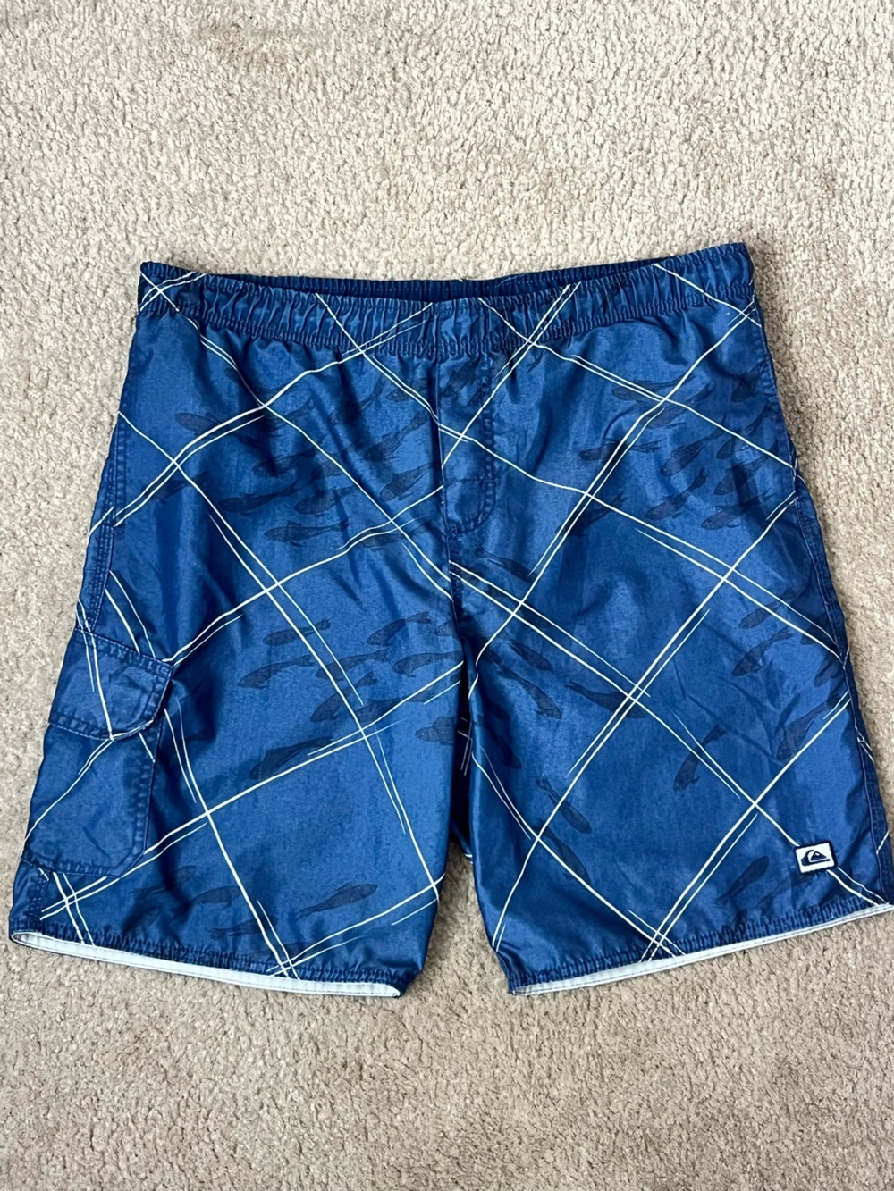 Quiksilver Navy Blue Elastic Waist Swim Shorts